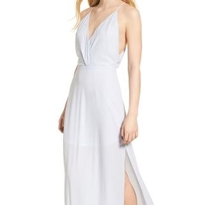 Light Blue Wrap Neck Maxi Dress